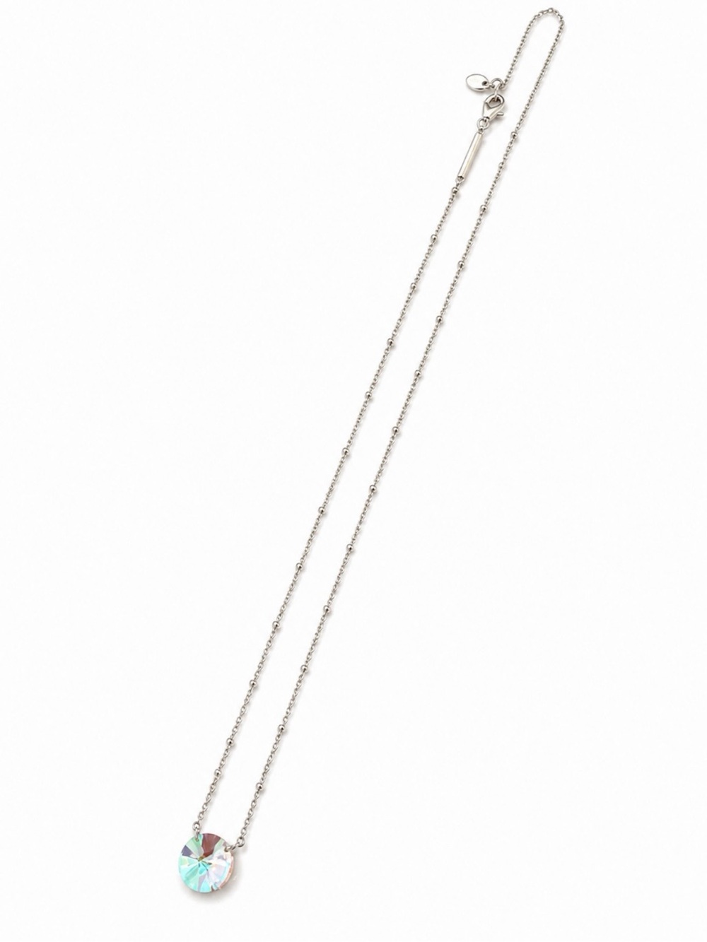 Kendra Scott Cailin Silver Pendant Necklace – White Iridescent Crystal +Dust Bag